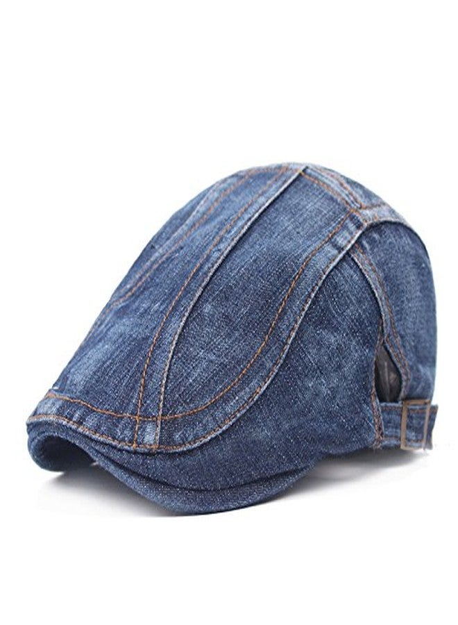 ASTOC Unisex Newsboy Hats Flat Ivy Gatsby Cabbie Driving Cotton Denim Berets Cap for Men Women (US, Alpha, One Size, Dark Blue) - Image 1